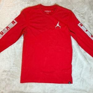 Jordan Red Long-Sleeve Crew with White Jumpman